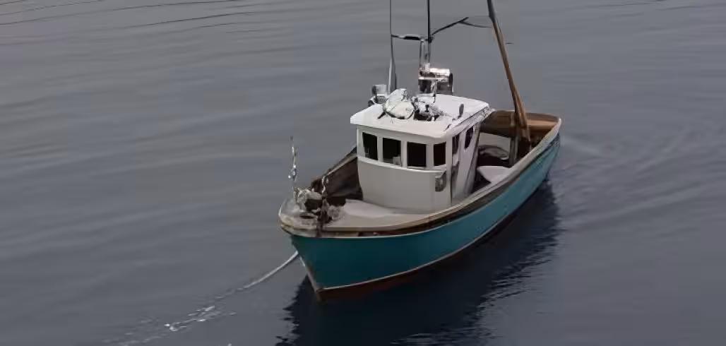 a fishing boat on the sea